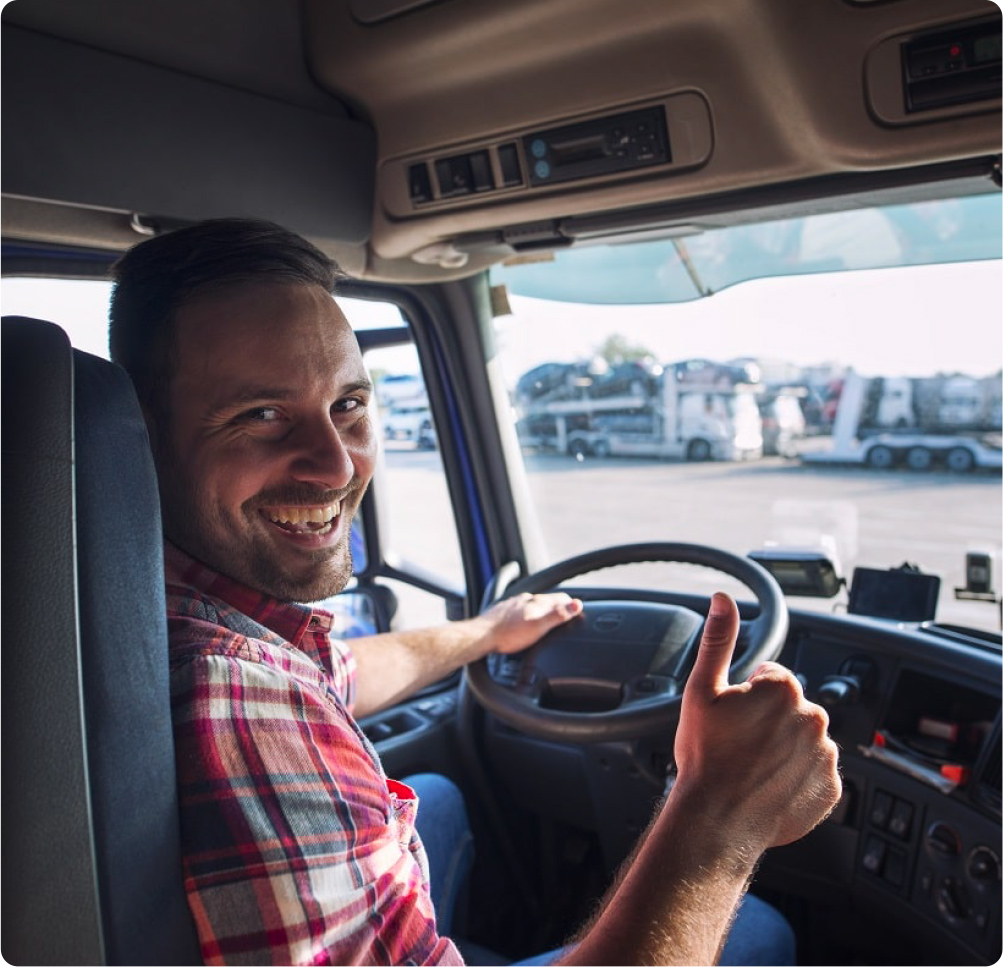 Photo of a driver smiling