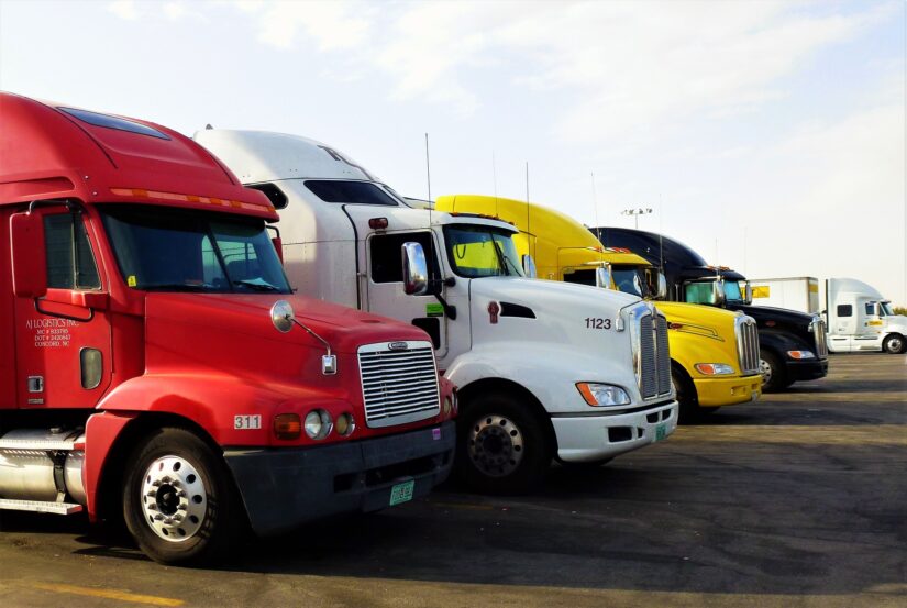 Photo of parked trucks